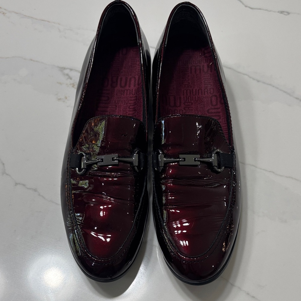 Munro Dark Red Patent Loafers for Men